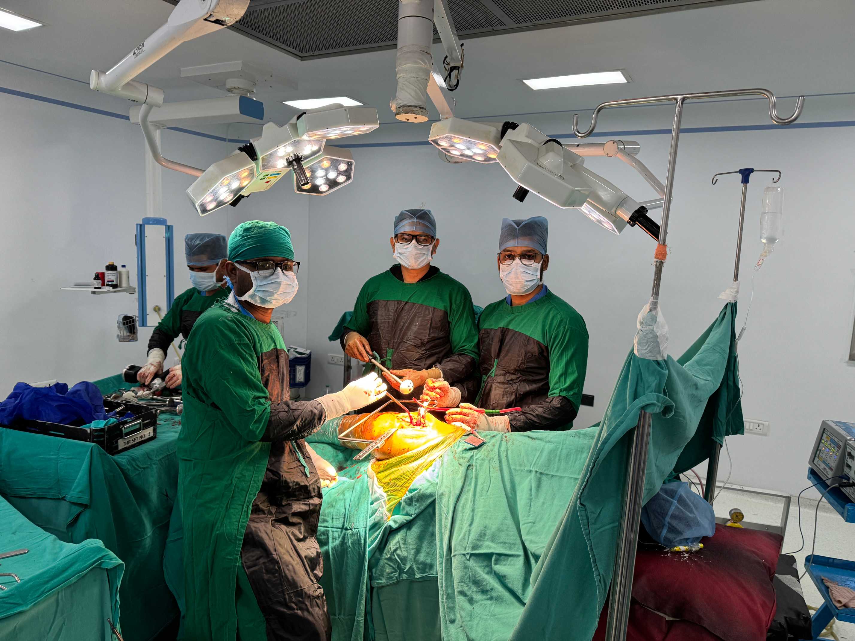 X-ray of a knee after successful replacement surgery